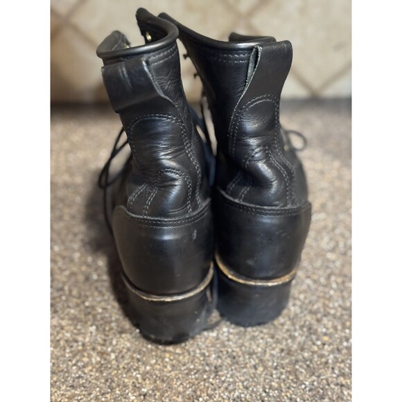 Boot World Men's Lace Up Boots Leather Steel Toe Logger Firemen Linemen Sz 8 - Picture 9 of 9